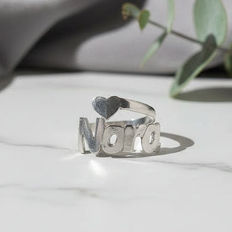 خاتم فضة عيار 925 أصلي مُصمَّم خصيصًا بنقش اسمك - SR-ENH-W-03