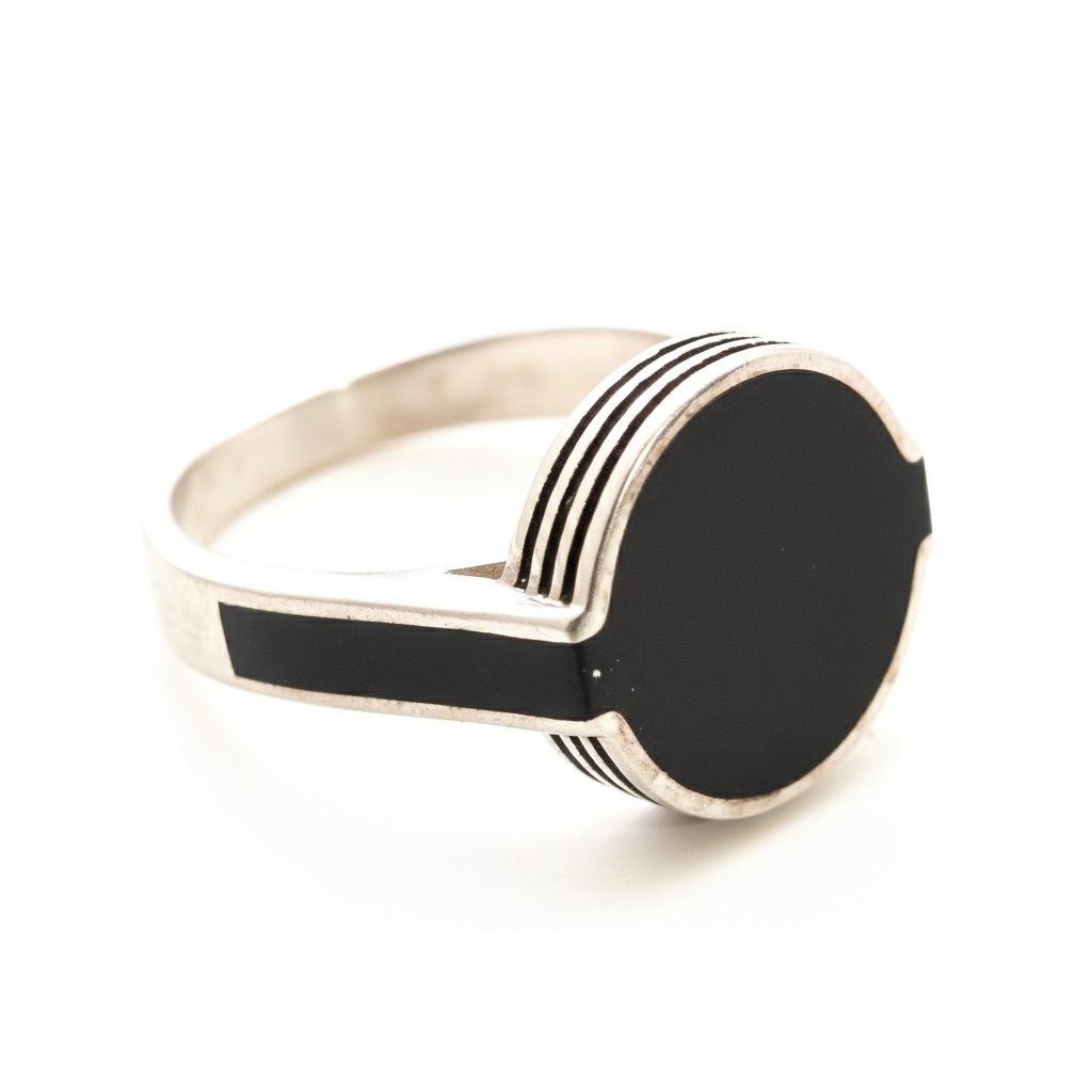 خاتم ملكي أسود – فضة عيار 925 _ SR-MB-42