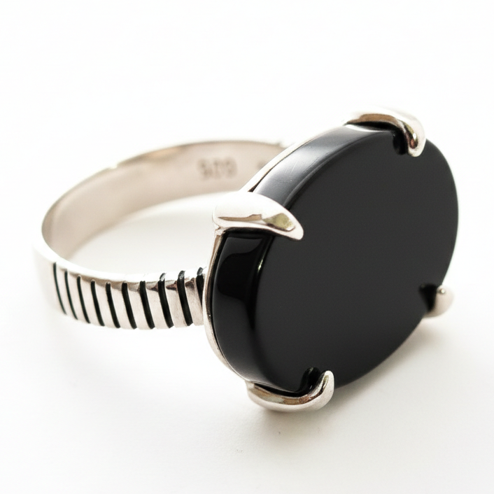 خاتم ملكي أسود – فضة عيار 925 _ SR-MB-41