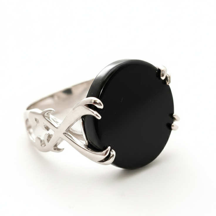 خاتم ملكي أسود – فضة عيار 925 _ SR-MB-40