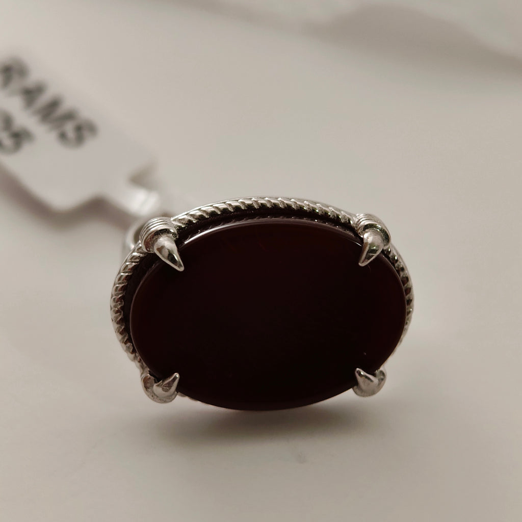 خاتم ملكي بني– فضة عيار 925 _ SR-MBR-35