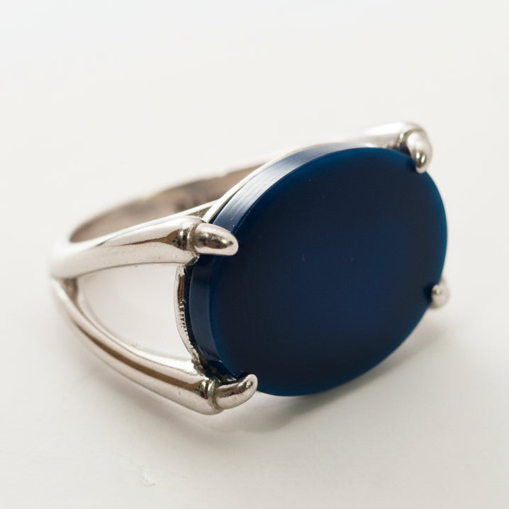 خاتم فضة أزرق
