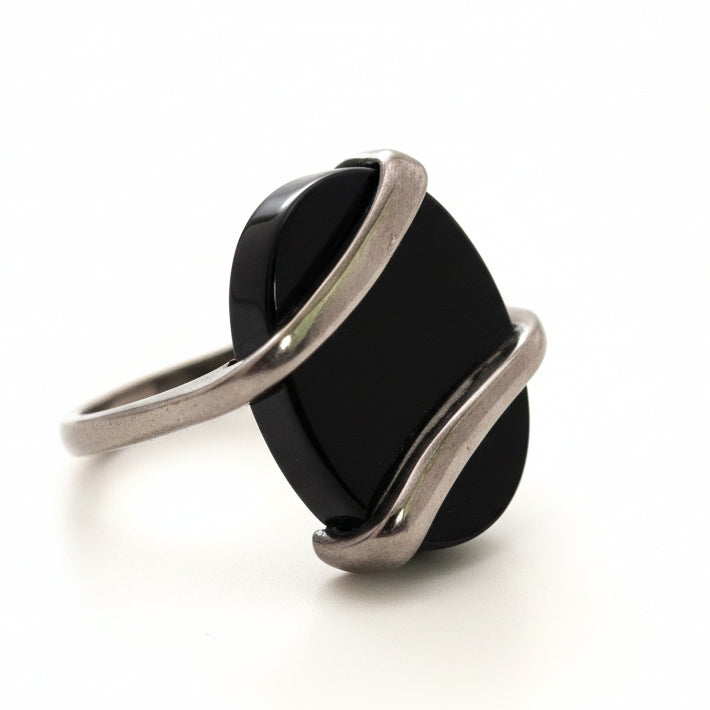 خاتم فضة رجالي أسود
