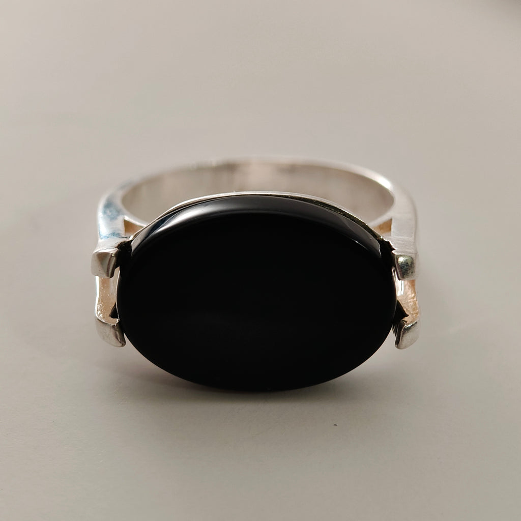 خاتم فضة رجالي أسود

