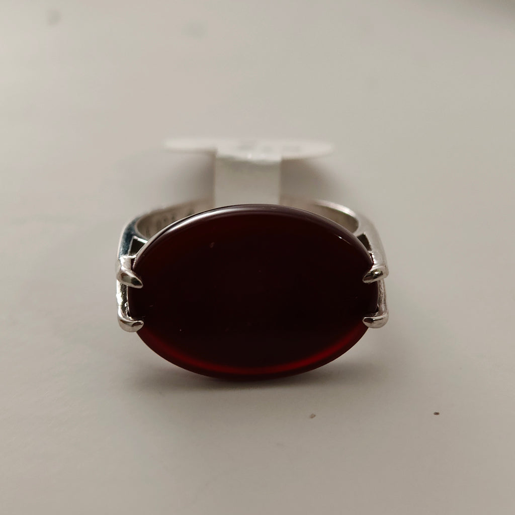 خاتم فضة رجالي أحمر غامق
