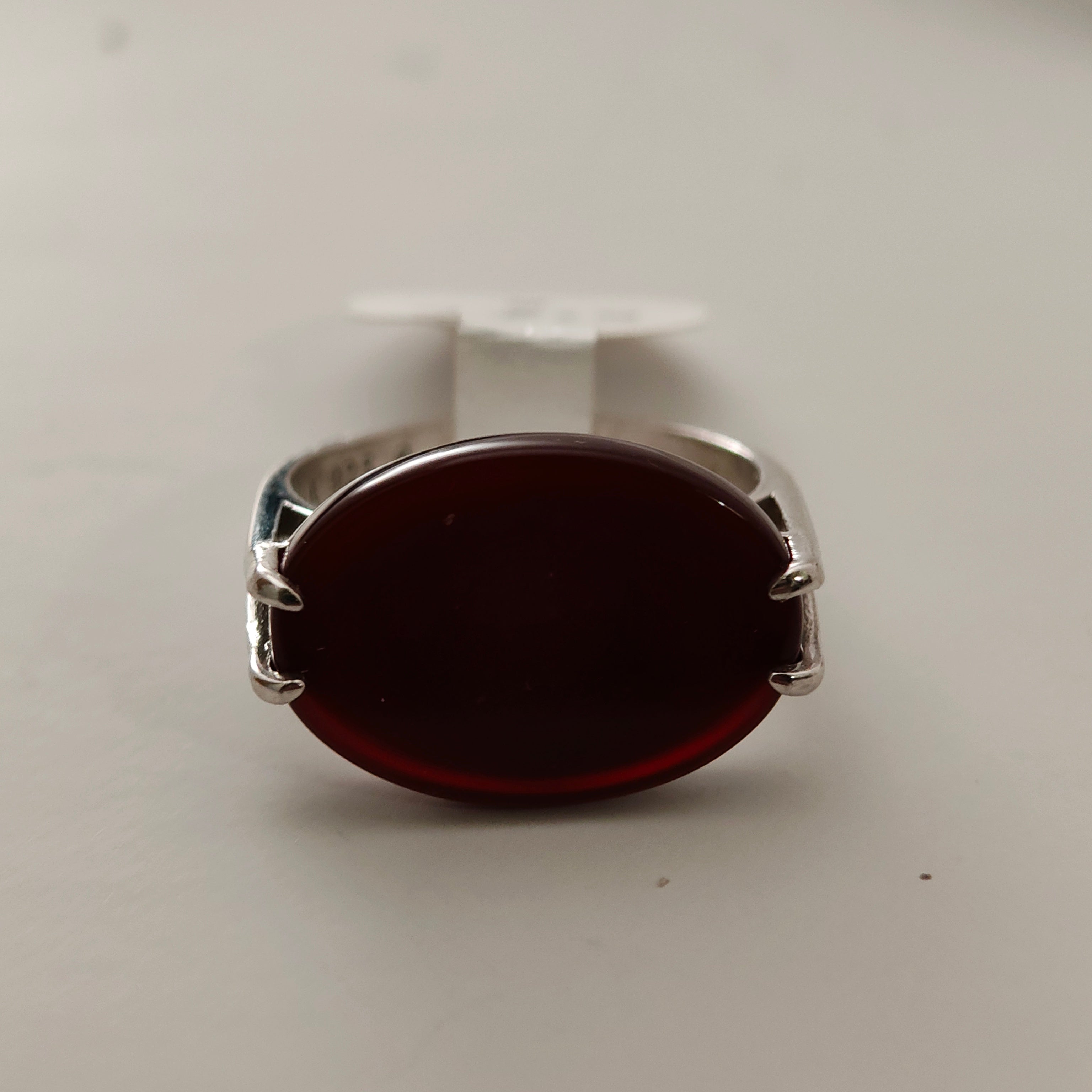 خاتم فضة رجالي أحمر غامق
