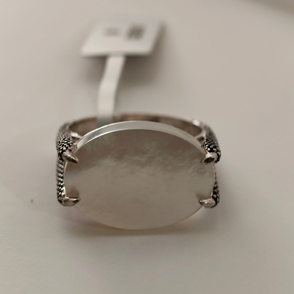 خاتم فضة رجالي أبيض
